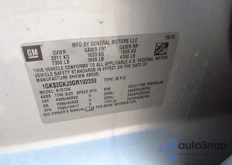 2016 GMC Yukon Denali from USA, damaged, VIN 1GKS2CKJ3GR192339